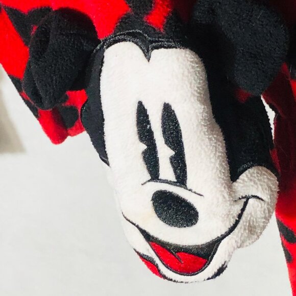 Disney feet pajamas red black mickey ears long sleeve zipper front size 10 READ - Picture 6 of 9